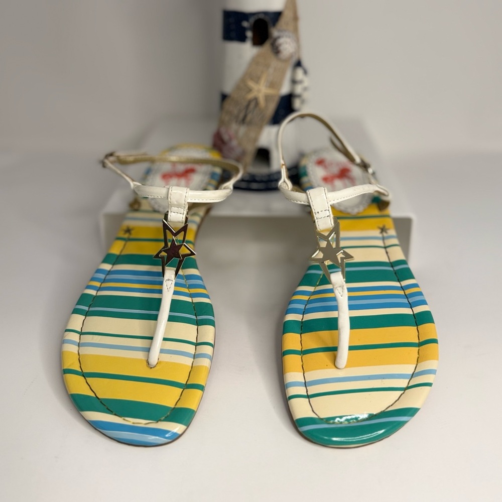 🌸CIRCUS pre-owned striped sandals with Star Detail. Size 7. WSAND39.